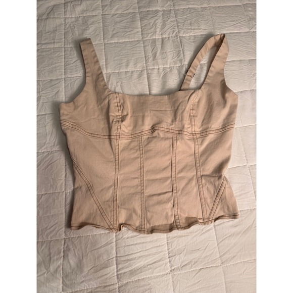 Princess Polly XX Beige Top Sleeveless Size 8 Square Neck Corset Detail Size 12‎ - Picture 3 of 7
